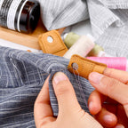 WILLBOND 4 Pcs Leather Thimble Finger Protector for Hand Sewing, 2 Sizes