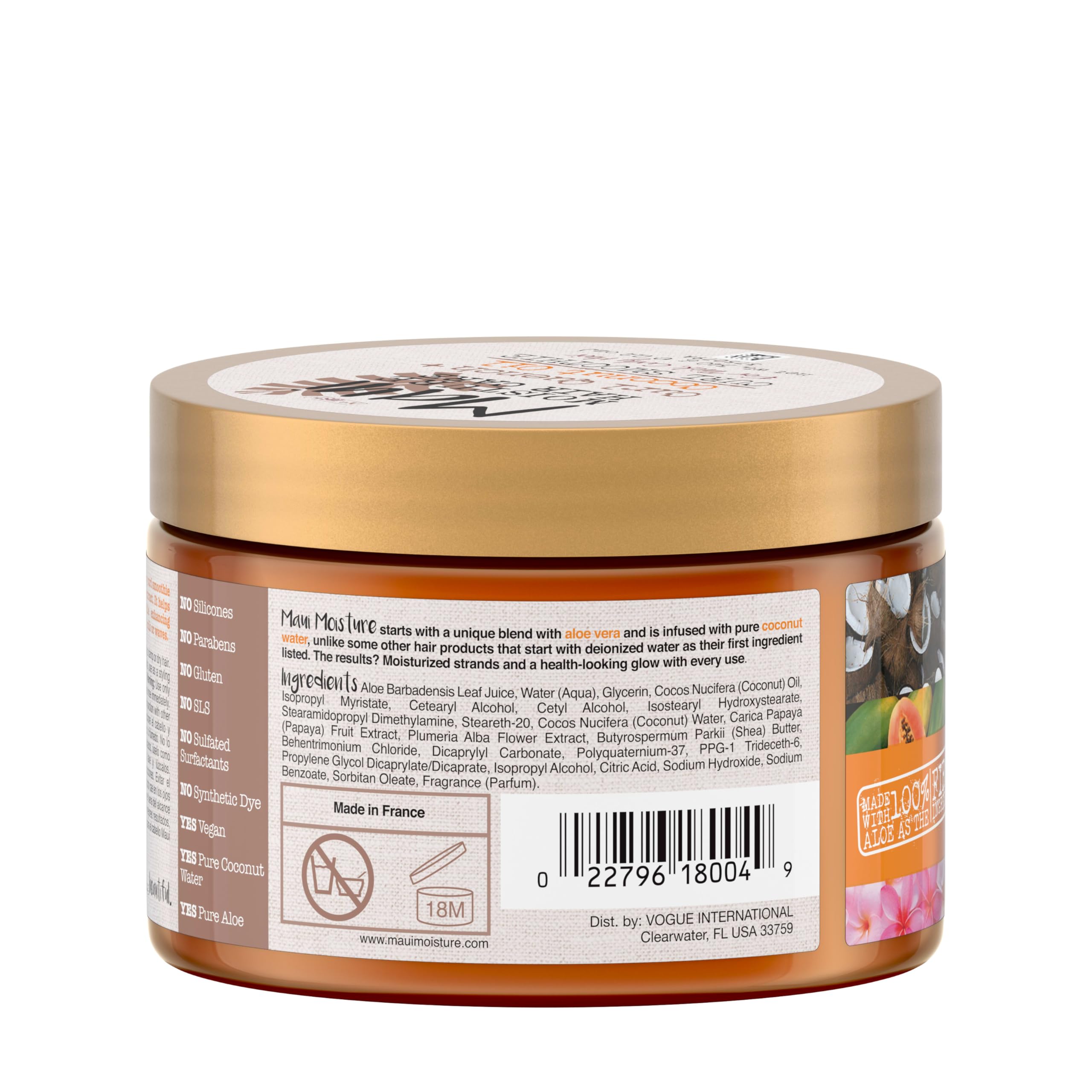 Maui Moisture Curl Quench + Coconut Oil Curl Smoothie, 12 oz | Curly Hair Styling Cream, with Coconut Oil & Papaya Butter, Helps Tame Frizz & Enhance Softness, Silicone Free