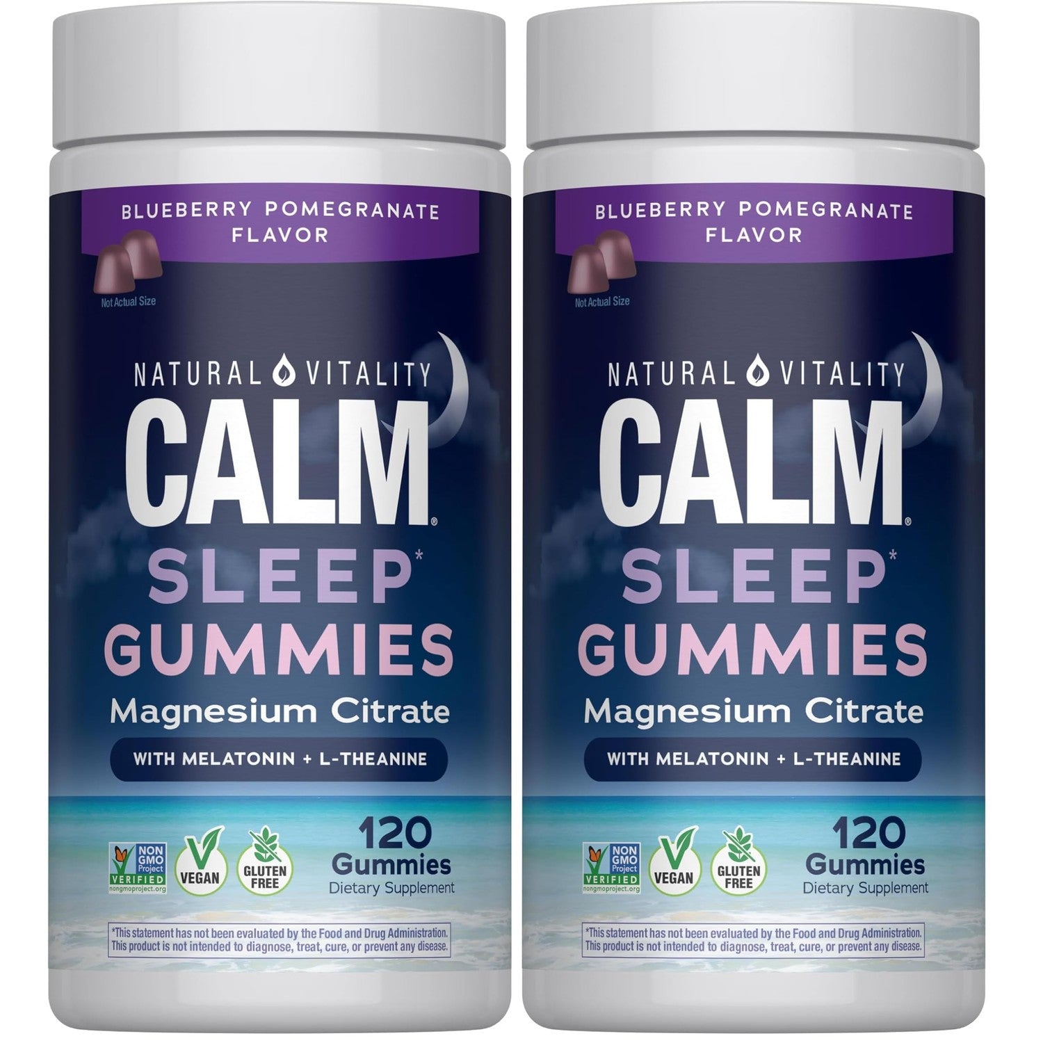 Natural Vitality Sleep Gummies | Magnesium, Melatonin & L-Theanine Formula | Blueberry Pomegranate Flavored Supplement | Vegan, Gluten Free & Non-GMO | 120 Count