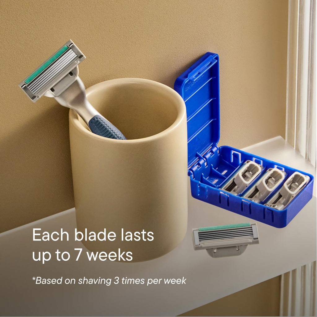 Harry's Plus Razor and Blade Value Pack, 1 Razor Handle (Tide), 9 Razor Blade Refill Cartridges- German Engineered- Up to 12 Months of Smooth Shaving