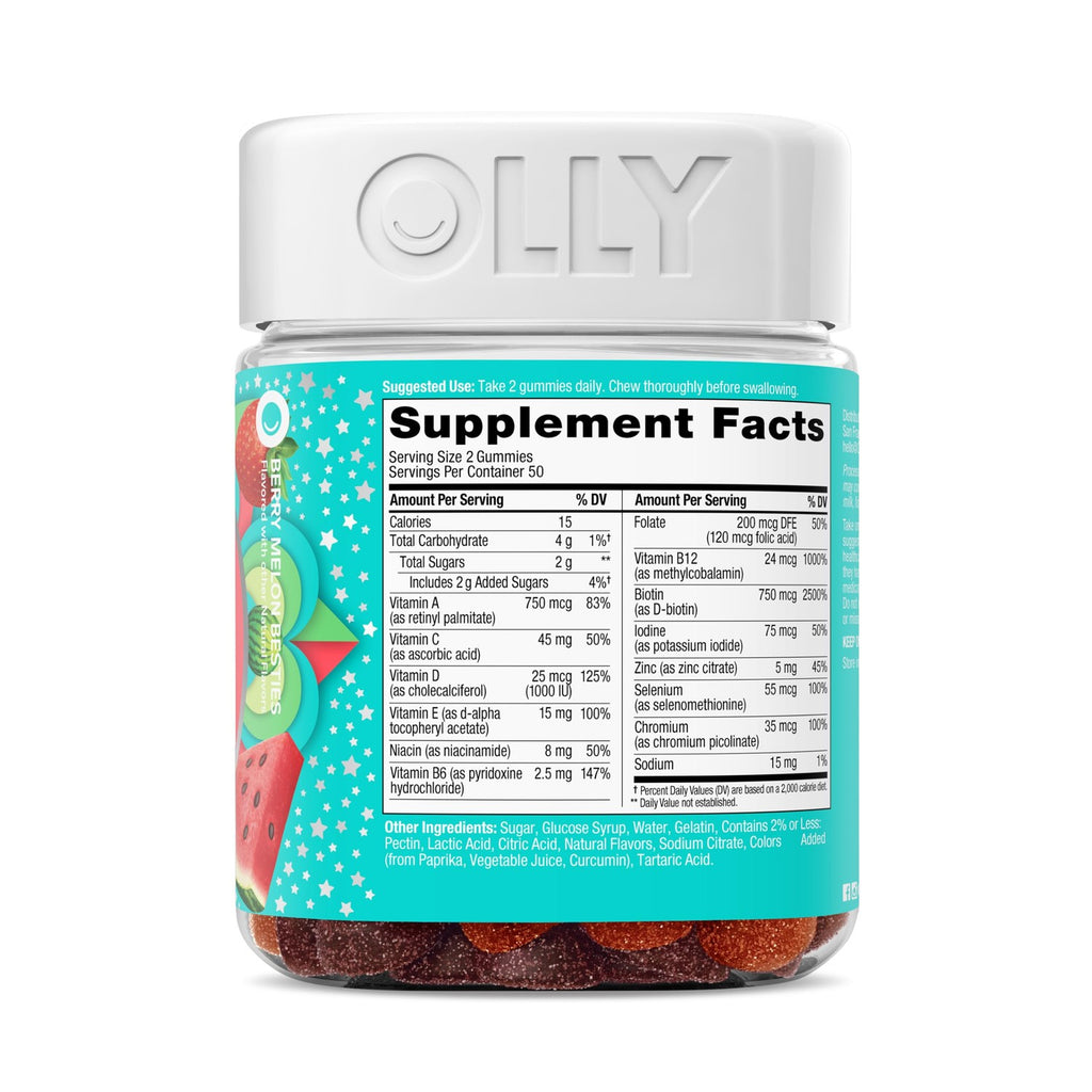 OLLY Teen Girl Multi Gummy, Healthy Skin and Immune Support*- 100 Count