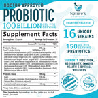 Nature's Physician Probiotics - 100 Billion CFU Per Capsule - 16 Strains + Prebiotics - Best Probiotic Supplement for Women & Men - Supports Immune, Digestive Health, Constipation & Gas - 30 Capsules