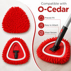 3 Pack Spin Mop Replacement Heads Compatible with O-Cedar EasyWring, Chenille Microfiber Mop Refills, Washable & Reusable Mop Head for Hardwood, Tile, Laminate and Marble Floors, Red