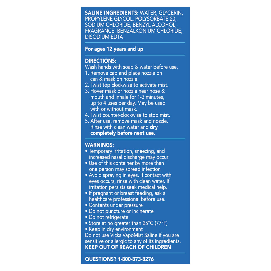 Buy now Vicks VapoMist Saline, Gentle Saline Mist with Soothing Vicks Vapors, Non- Medicated, 1.7 oz at indiglob india
