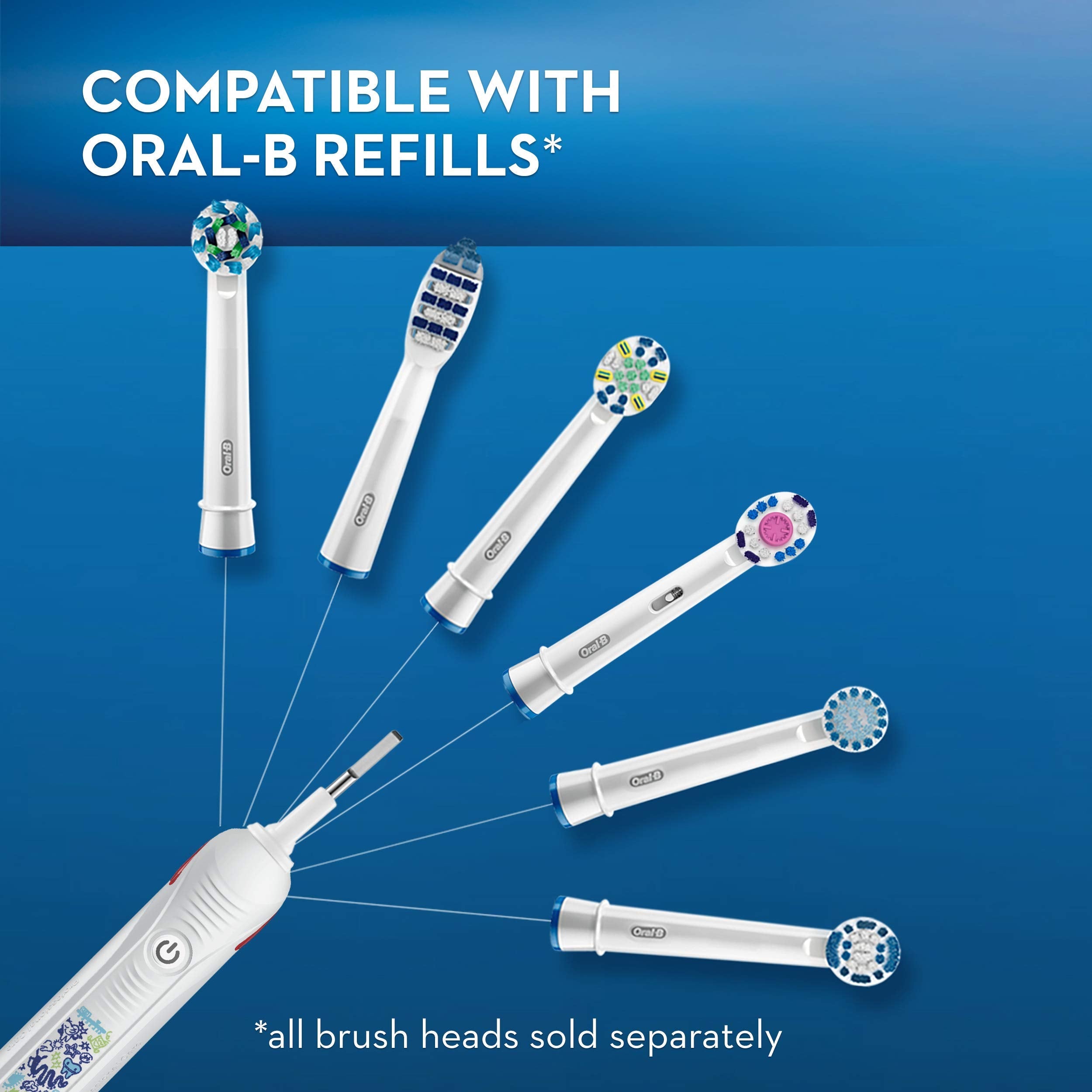 Buy now Oral-B Kids Electric Toothbrush with Coaching Pressure Sensor and Timer, Rechargeable Toothbrush with Brush Head, Sparkle & Shine at indiglob india