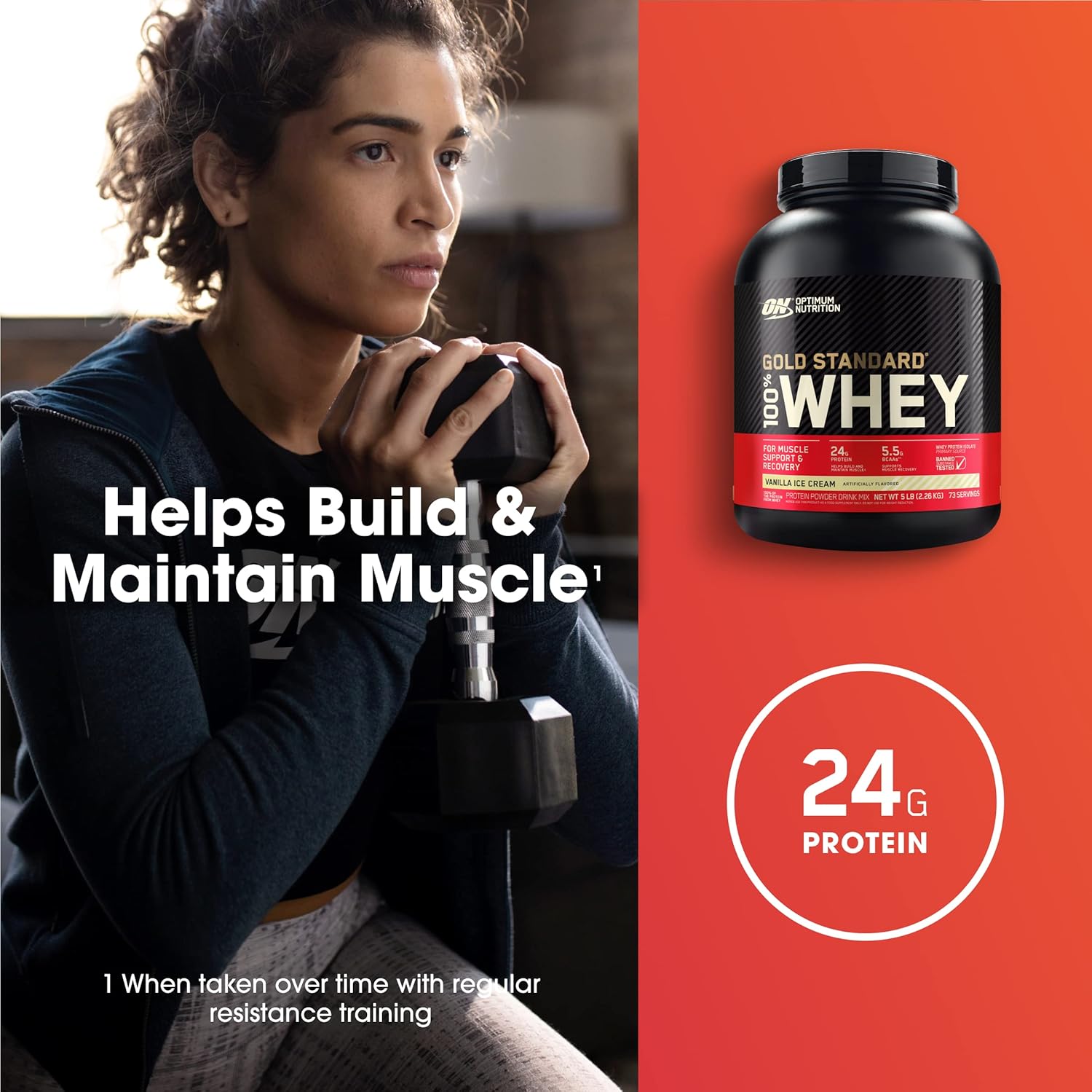 Buy now Optimum Nutrition Gold Standard 100% Whey Protein Powder, Vanilla Ice Cream, 5 Pound (Packaging May Vary) at indiglob india