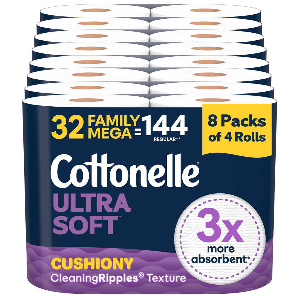 Cottonelle Ultra Soft Toilet Paper, 32 Family Mega Rolls=144 Regular Rolls
