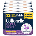 Cottonelle Ultra Soft Toilet Paper, 32 Family Mega Rolls=144 Regular Rolls