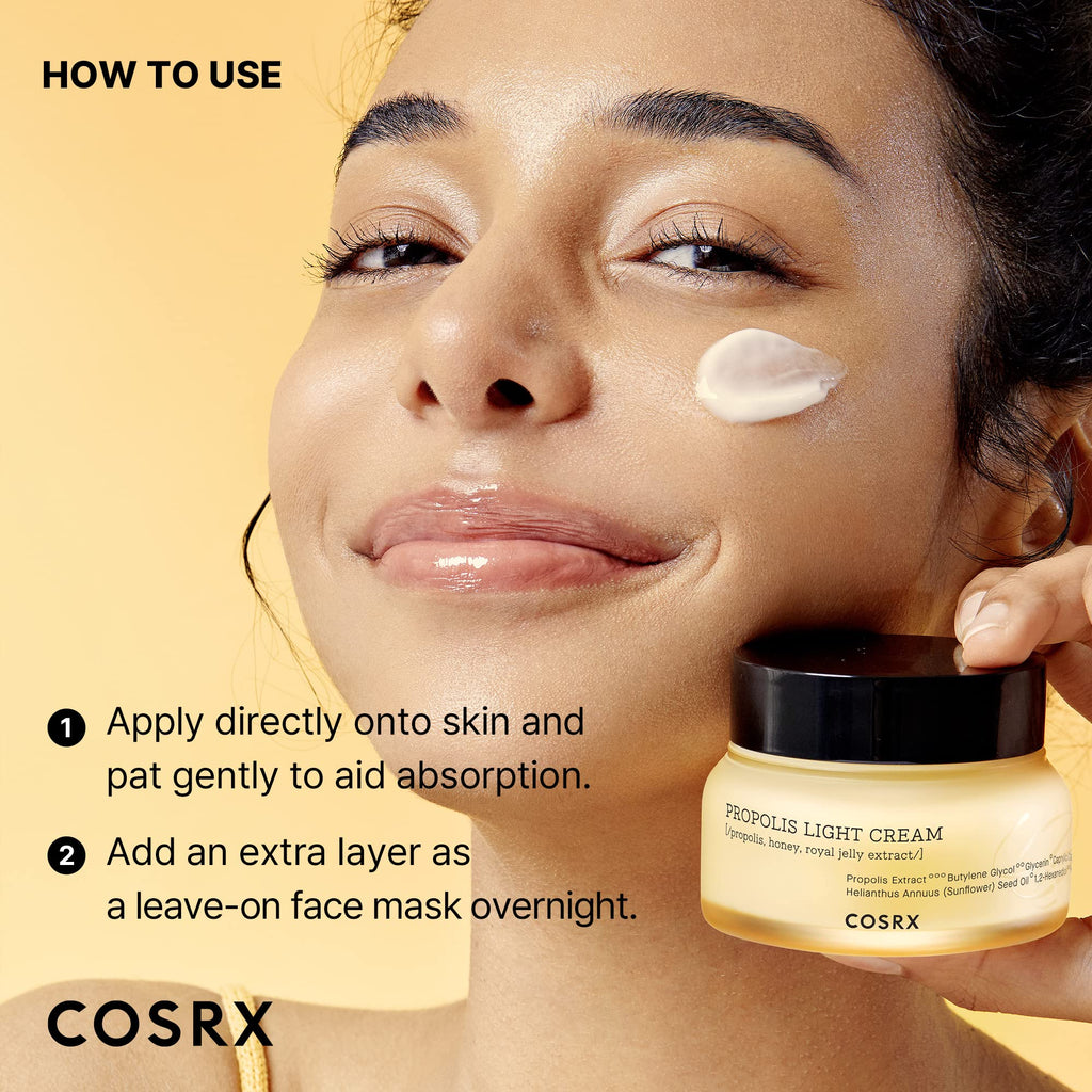 Buy now COSRX Full Fit Propolis Light Cream, 2.19 Fl.oz / 65ml, Propolis 64.5%, Hydrating Daily Day and Night Moisturiser, Korean Skin Care, Not Tested on Animals at indiglob india