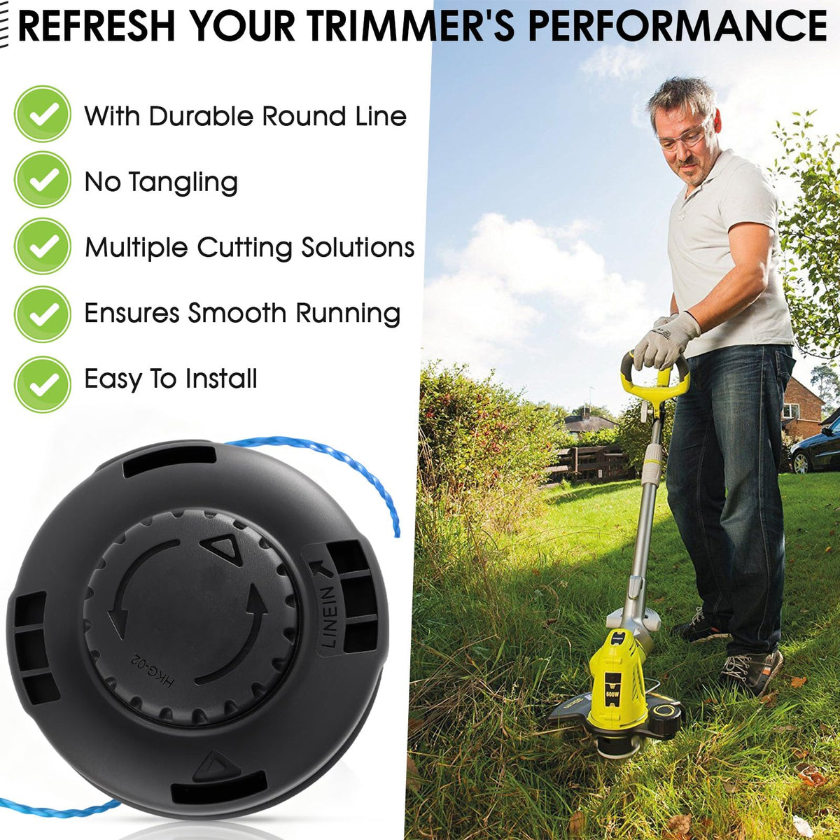 KTHA 1040-03 Weed Eater Head Replacement Compatible with Kobalt 80V KST 1680-06 40V KST 2540-06 KST 1040A-03 24V KST 224A-03 KST 224B-03 Cordless String Trimmer with 0.080" 17 Ft Pre-Cut Line