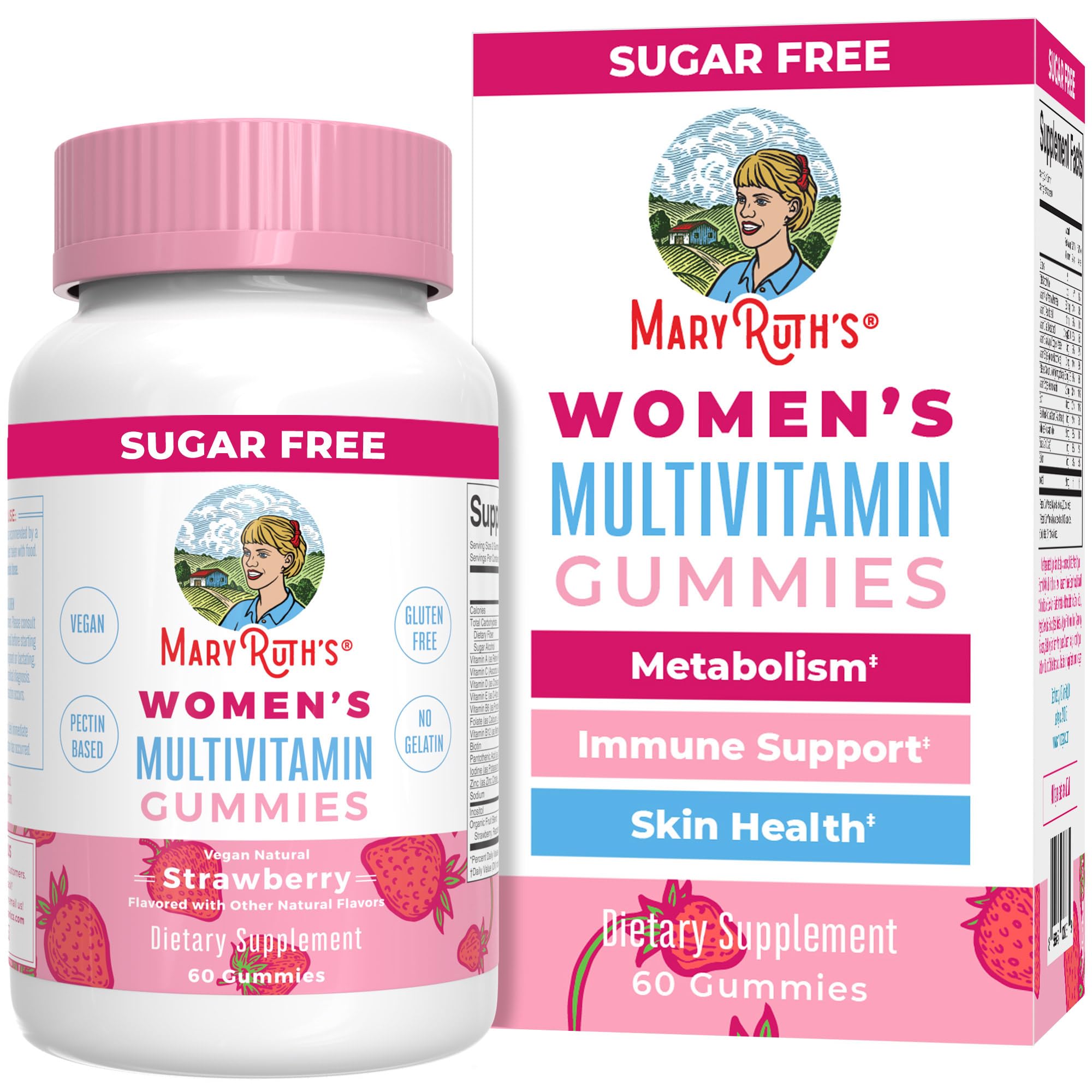 MaryRuth Organics Women's Immune Support Multivitamin Gummies | Ages 14+ | Skin Health | Gummy Vitamins for Women | Sugar-Free | Vegan | Non-GMO | 60 Count | Sugar Free, Vegan, 60 Count