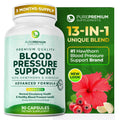 PurePremium Blood Pressure Supplements with Hawthorn Berry, Hibiscus - 90ct | Garlic & Vitamin B12 - Nitric Oxide Supplement for Normal Heart Health, Circulation Health & Blood Pressure Support, USA Made