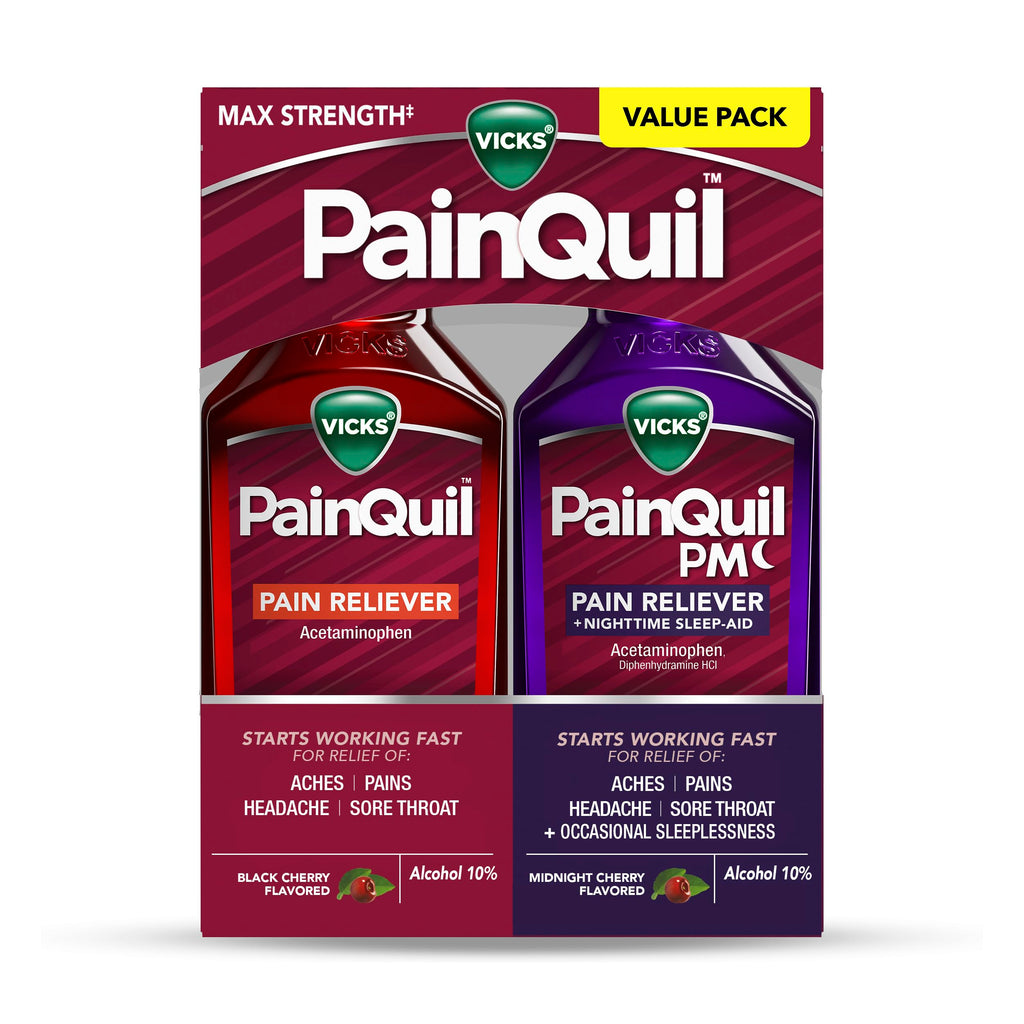 Buy now Vicks PainQuil & PainQuil PM Pain Relief Liquid, 1000mg Acetaminophen, 2x12 oz at indiglob india
