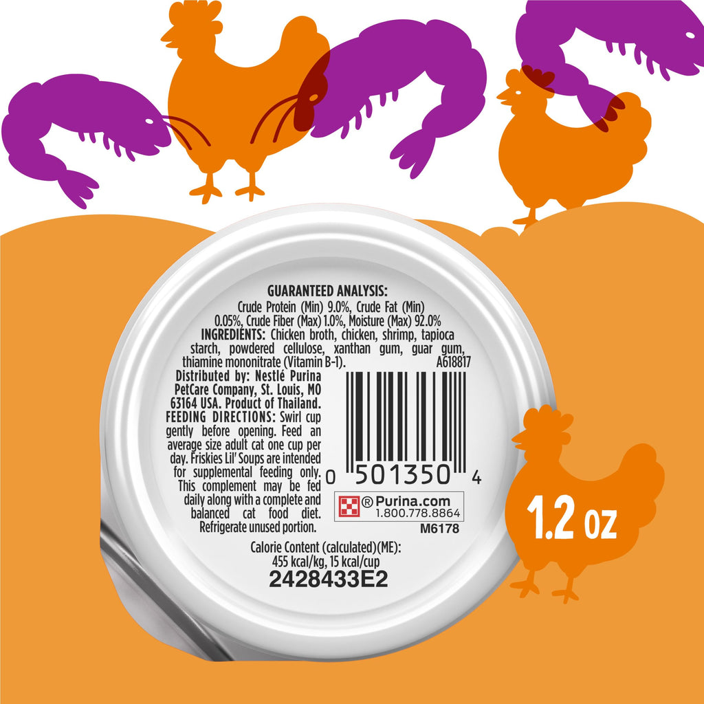 Purina Friskies Lil Soups Cat Food Topper, Shrimp, 8 Count, 1.2 oz Cups