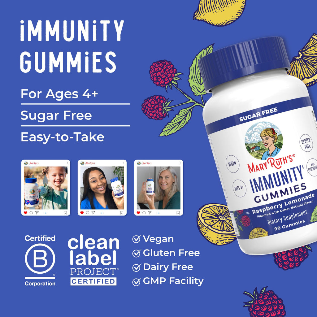 MARYRUTH'S Immunity Gummies for Kids & Adults, Sugar Free, 90 Servings | Elderberry Vitamin C & Zinc, Vitamin D3 & Echinacea, Immune Support Supplement, Vegan, Non GMO, 90ct