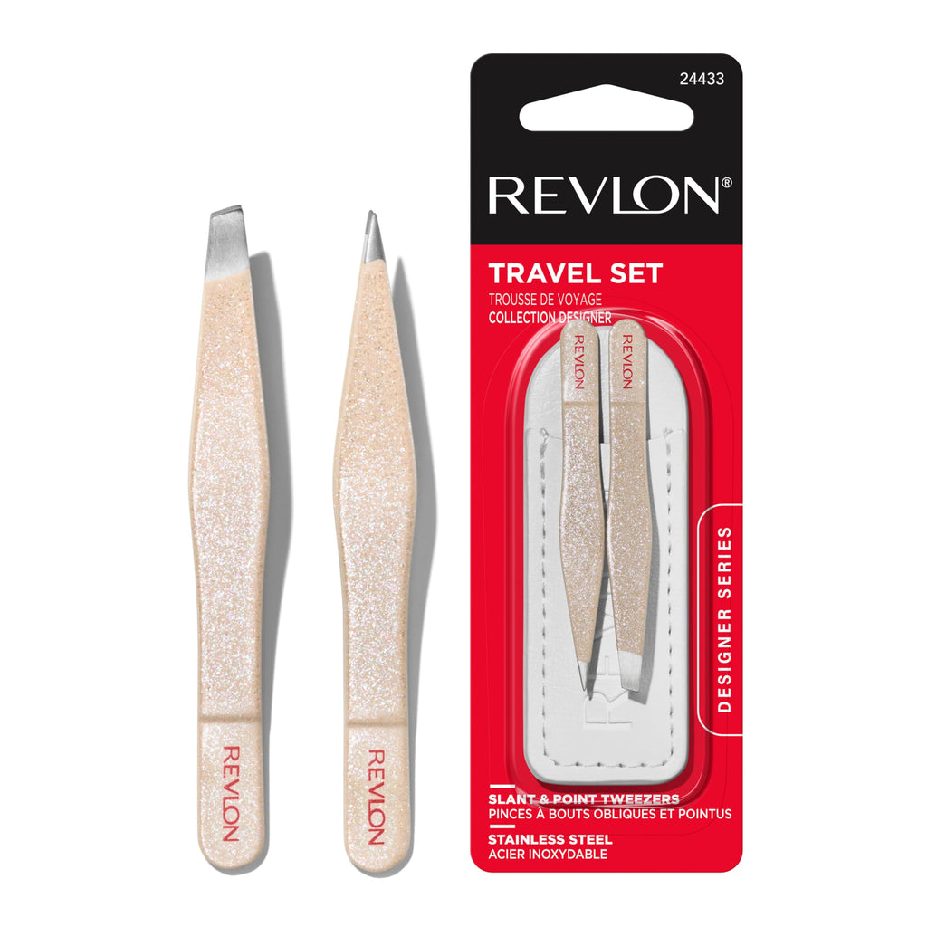 Buy now Revlon Designer Series Mini Tweezer Set, Hair Removal Tool Kit with Slant & Point Tips, Portable and Easy to Use, Made with Long Lasting Stainless Steel, 1 Count at indiglob india