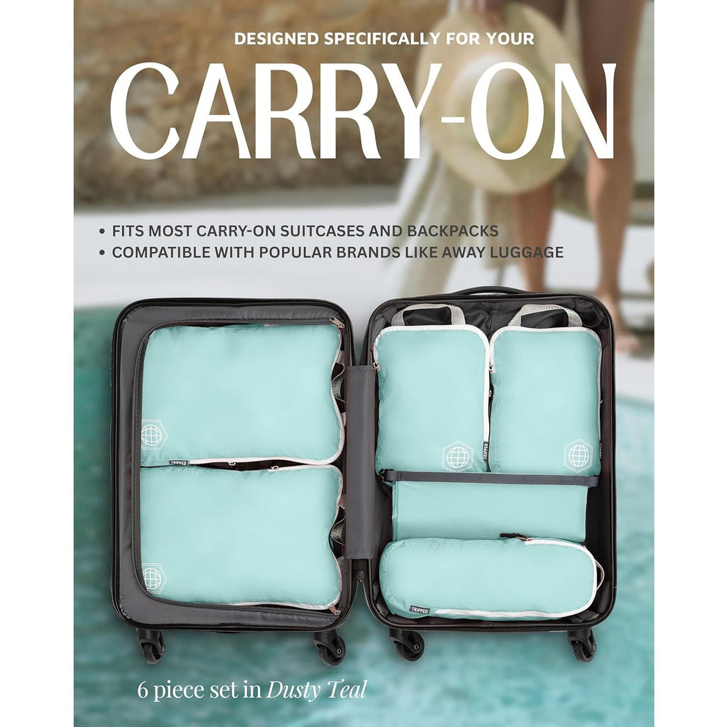 Buy now Compression Packing Cubes Set for Travel - Lightweight, Durable Clothes Organizer for Carry-On Luggage and Suitcases by TRIPPED Travel Gear at indiglob india