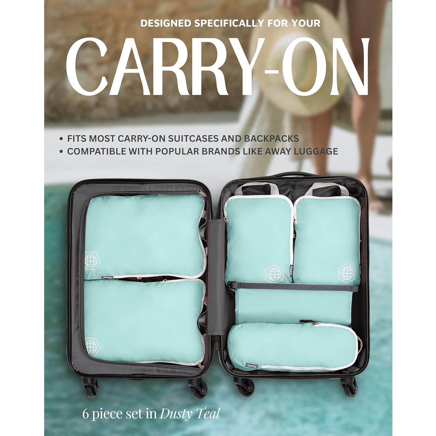 Buy now Compression Packing Cubes Set for Travel - Lightweight, Durable Clothes Organizer for Carry-On Luggage and Suitcases by TRIPPED Travel Gear at indiglob india