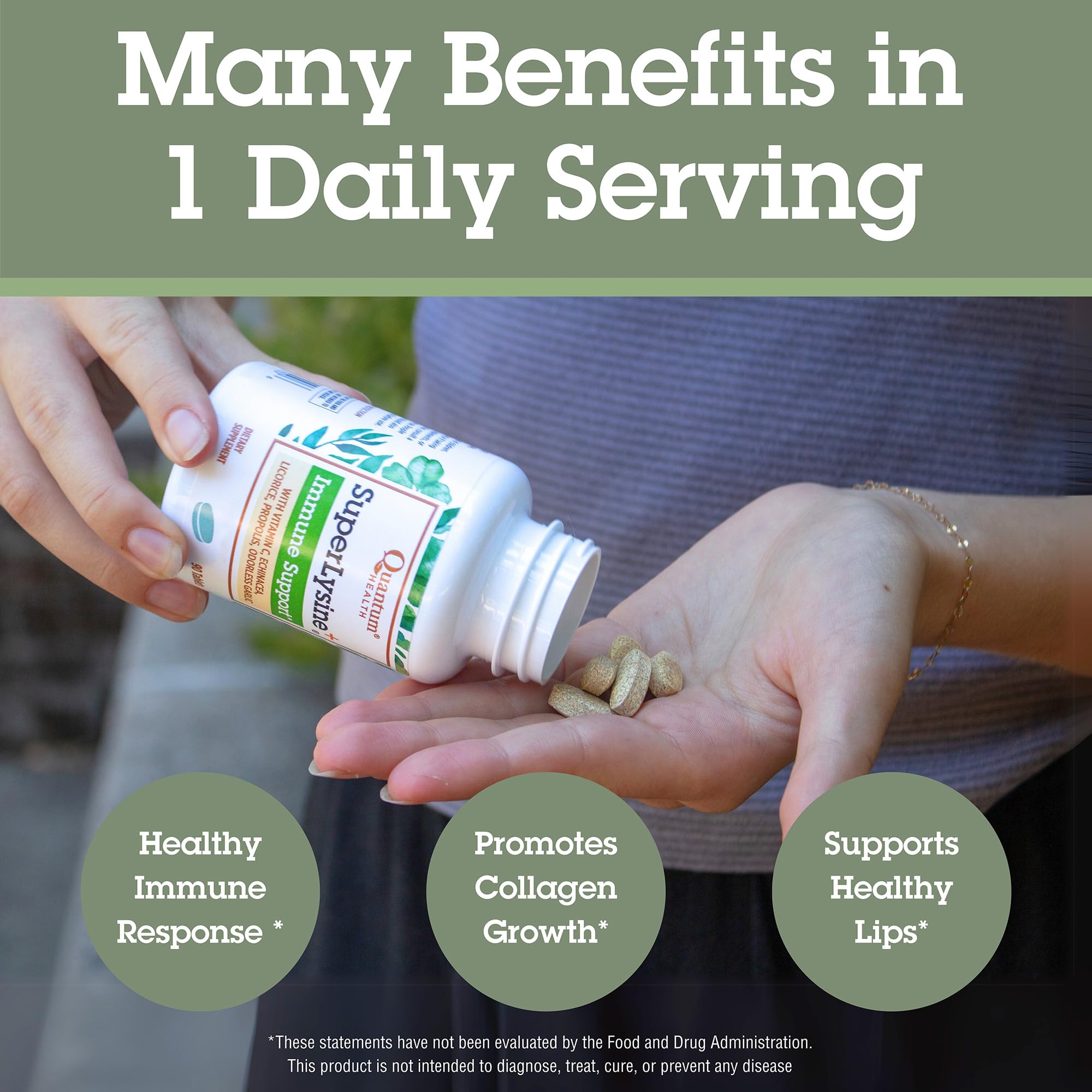 Quantum Health SuperLysine+ 1500mg L-lysine Immune Support 90 Tablets | Essential Amino Acid, Vitamin C, Echinacea, Licorice, Bee Propolis & Odorless Garlic, Daily Formula