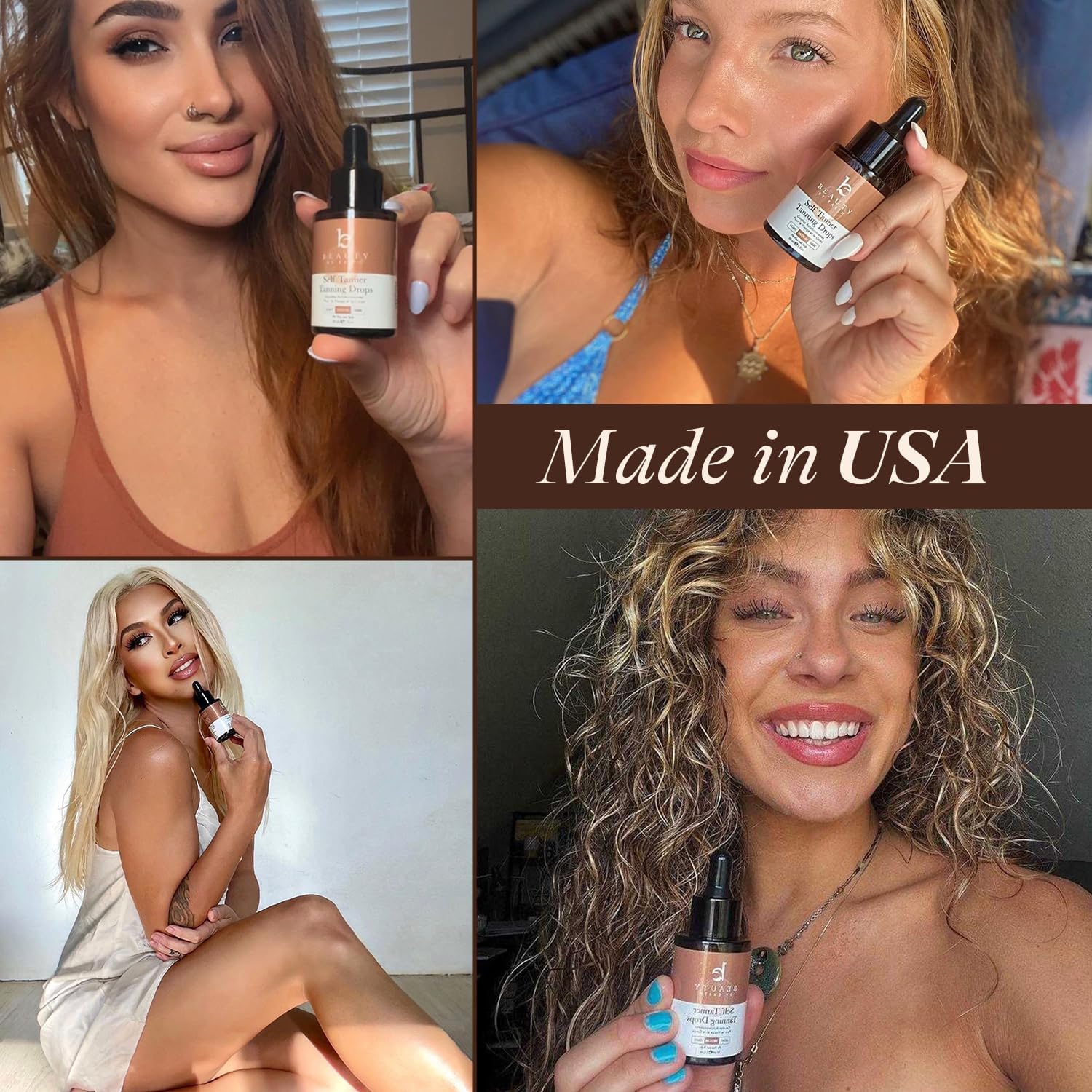 Self Tanning Drops - USA Made with Natural & Organic Ingredients | Medium Face Tanning Drops to Add to Lotion, Moisturizing Bronzing Tanner for Face & Body, Toxin Free Tanner for Fake Tan