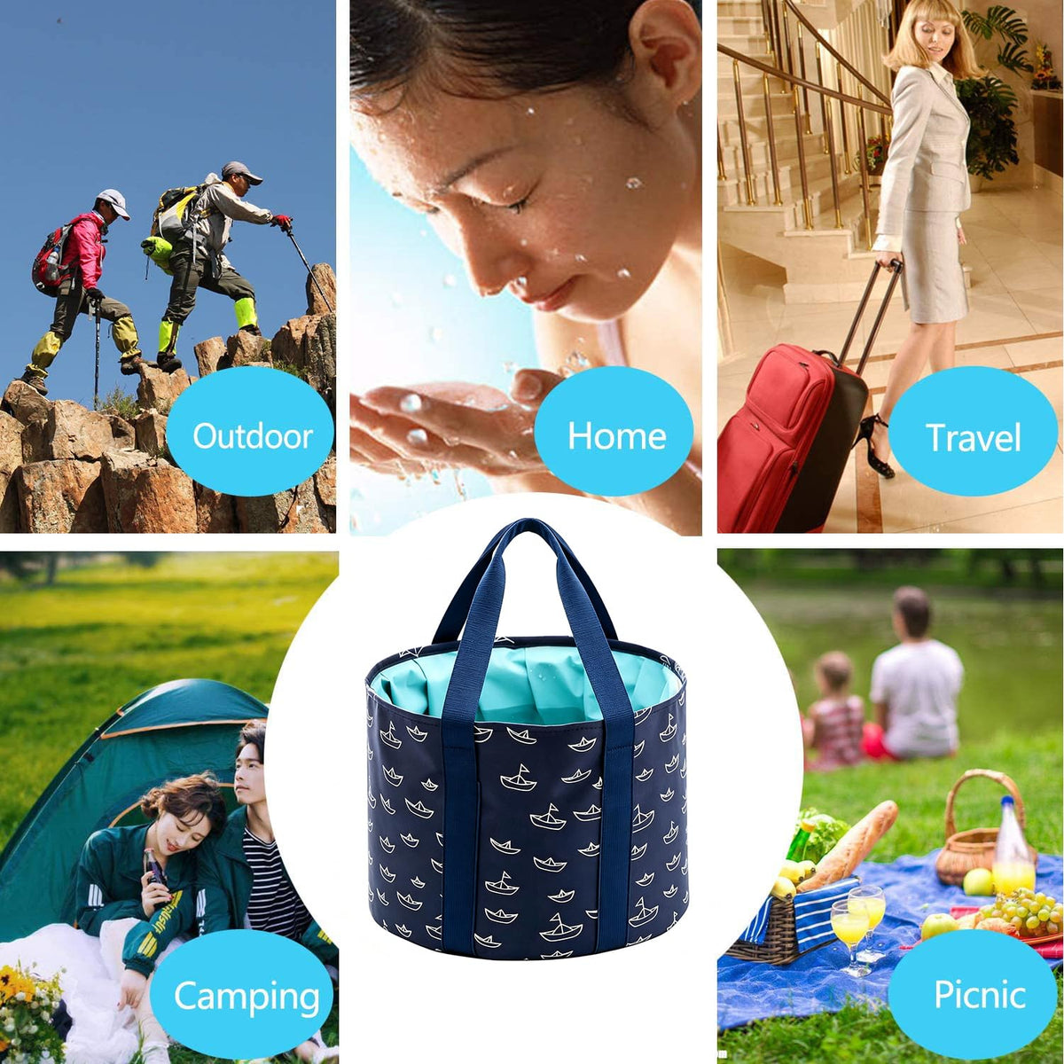 Collapsible Bucket for Soaking Feet, Portable Travel Foot Bath Tub, Foot Soaking Bath Basin Portable, Foot Spa Soaking Feet Home Pedicure Basin Outdoor Camping