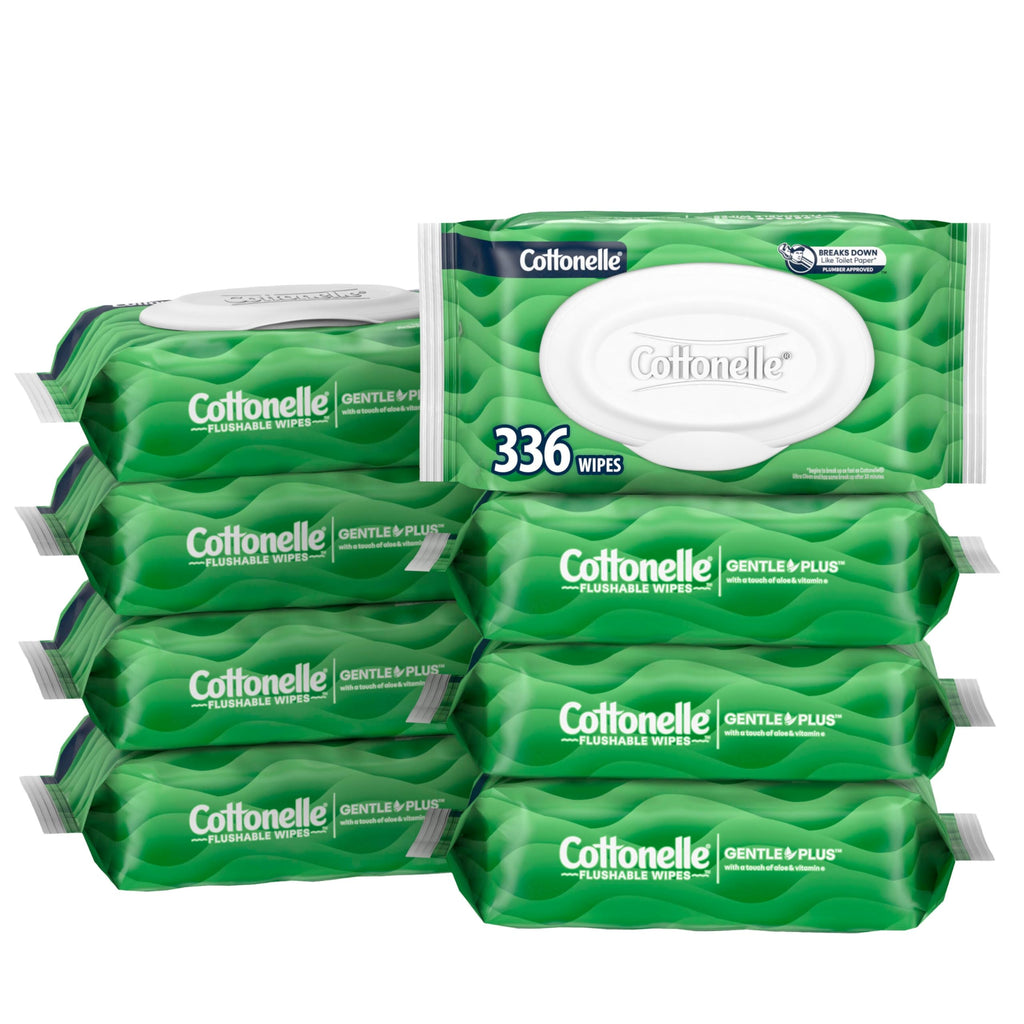 Cottonelle GentlePlus Flushable Wipes, 8 Packs, 42 Wipes per Pack
