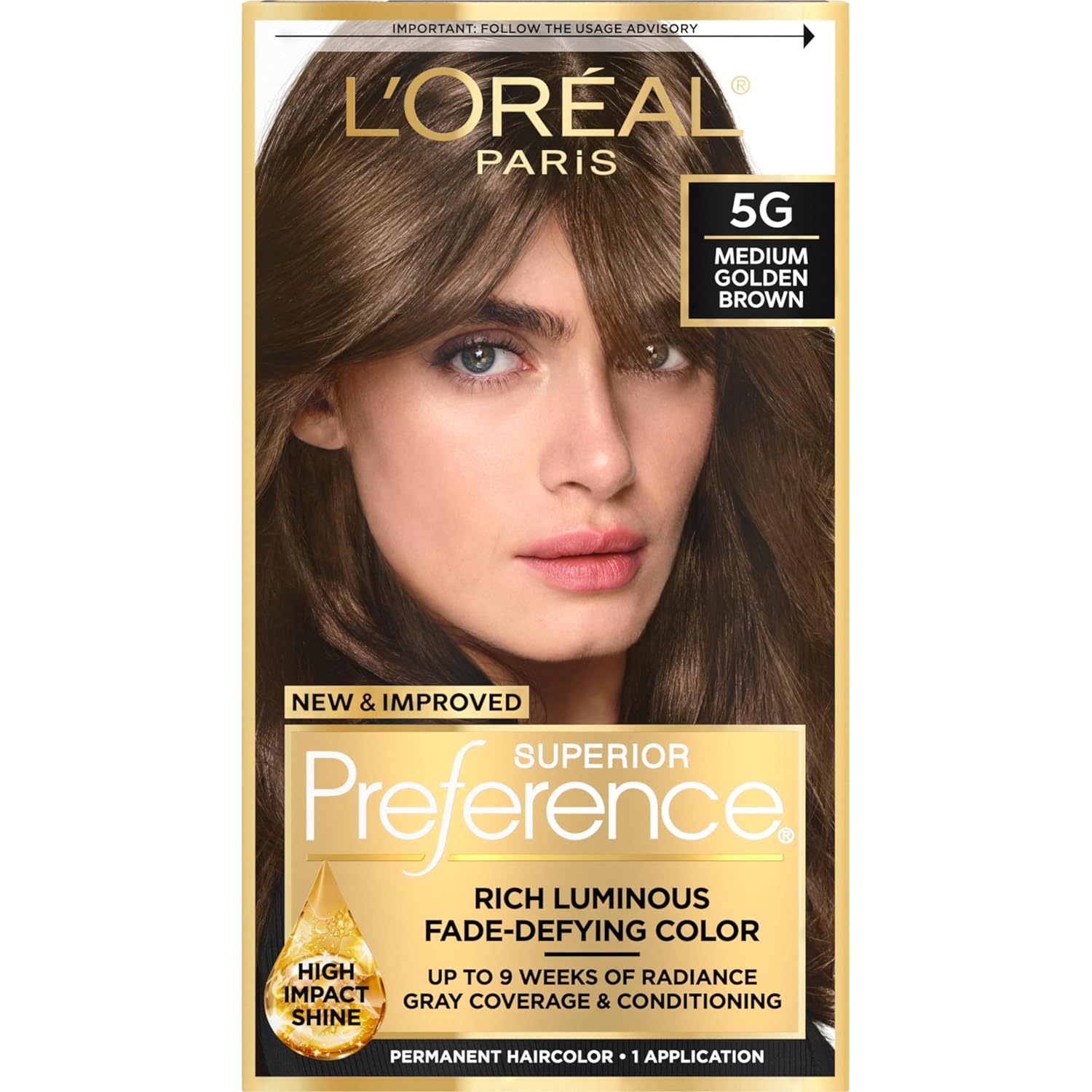 Buy now L'Oreal Paris Superior Preference Luminous Fade-Defying Permanent Hair Color, Hair Dye For Up to 9 Weeks of Radiance, Light Ash Blonde 9A, 1 Hair Dye Kit 5G Medium Golden Brown 1 Count (Pack of 1) at indiglob india