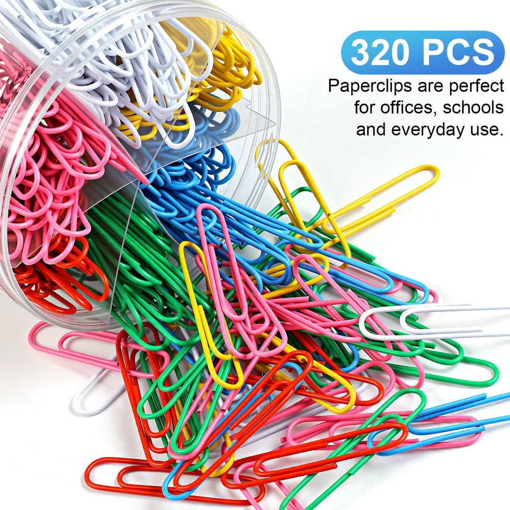 320 Pcs Large Paper Clips, 2 Inch Jumbo Paper Clips, Colorful Coated Paperclips, Heavy Metal Paperclips Office for Teacher Supplies School Supplies