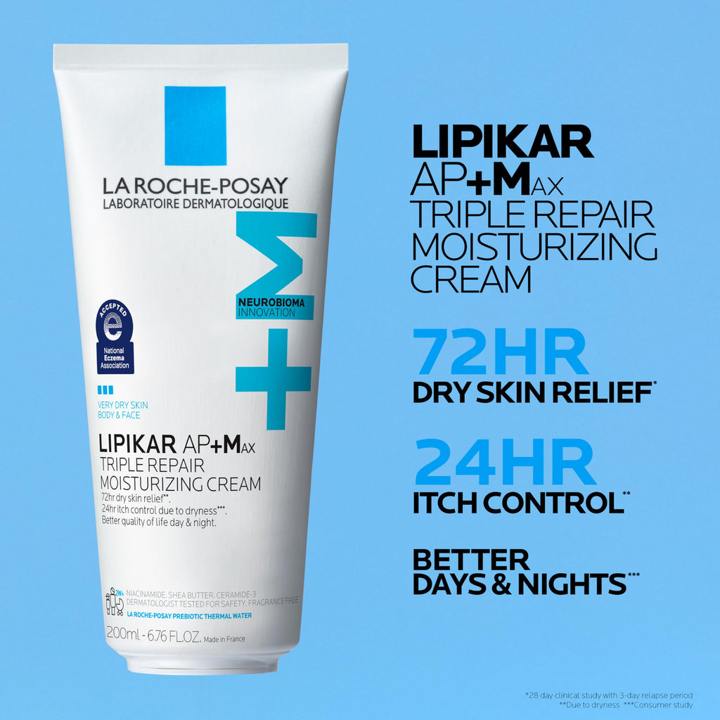 La Roche-Posay Lipikar AP+MAX Triple Repair Moisturizing Body Cream | Face & Body Lotion for Dry Skin with Shea Butter & Niacinamide | Gentle Moisturizer for Very Dry, Rough & Sensitive Skin