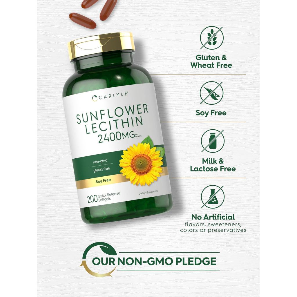 Carlyle Sunflower Lecithin Softgel Capsules | 2400mg | 200 Pills