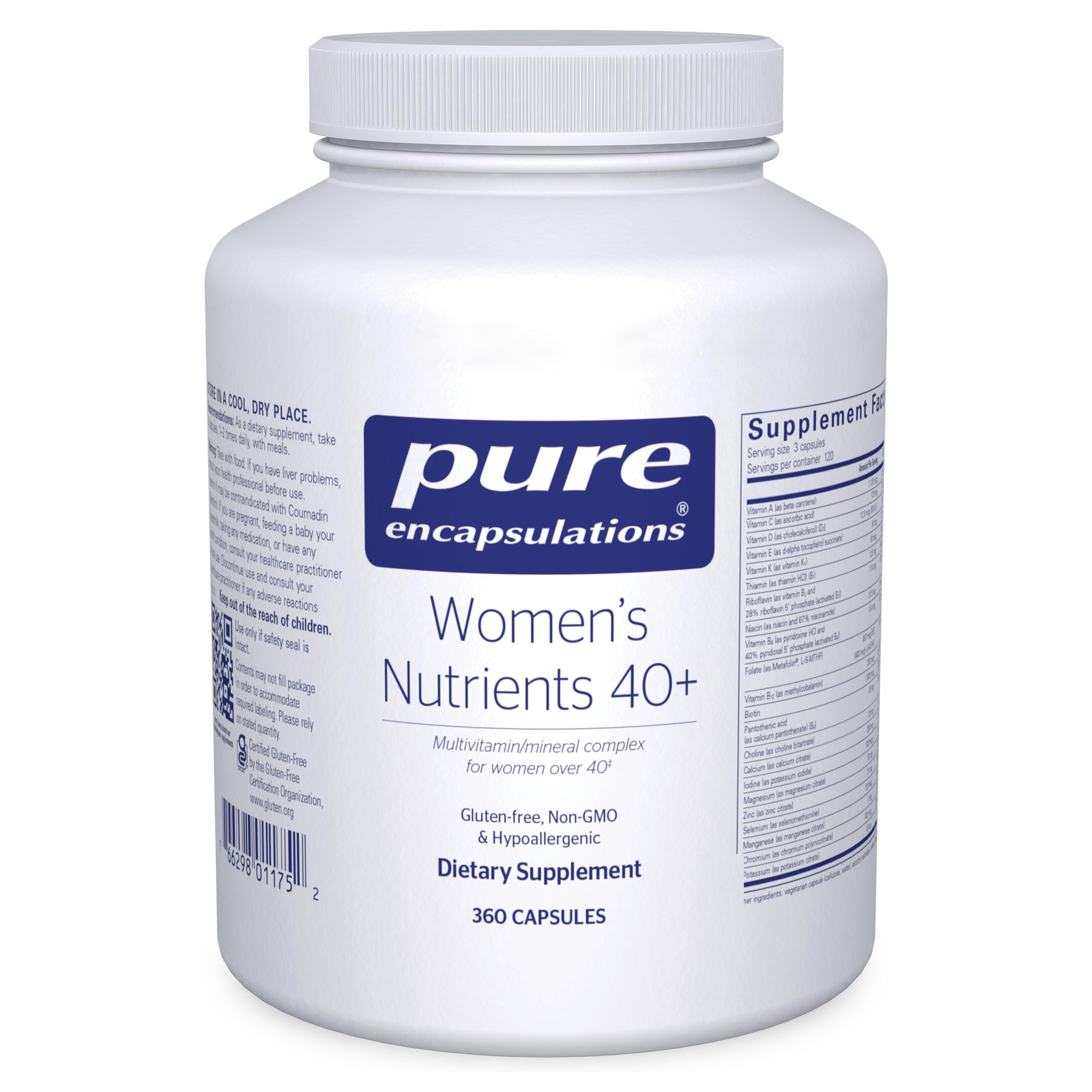 Pure Encapsulations Women's Nutrients 40+, 360 Capsules | Multivitamin for Women Over 40 to Support Urinary Tract Health, Breast Cell Health and Eye Integrity*, Vitamin C and E