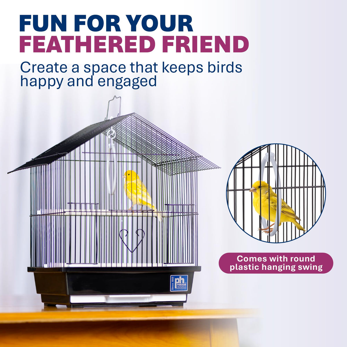 Prevue Pet Parakeet Manor Bird Cage with Handle Easy Storage - Black