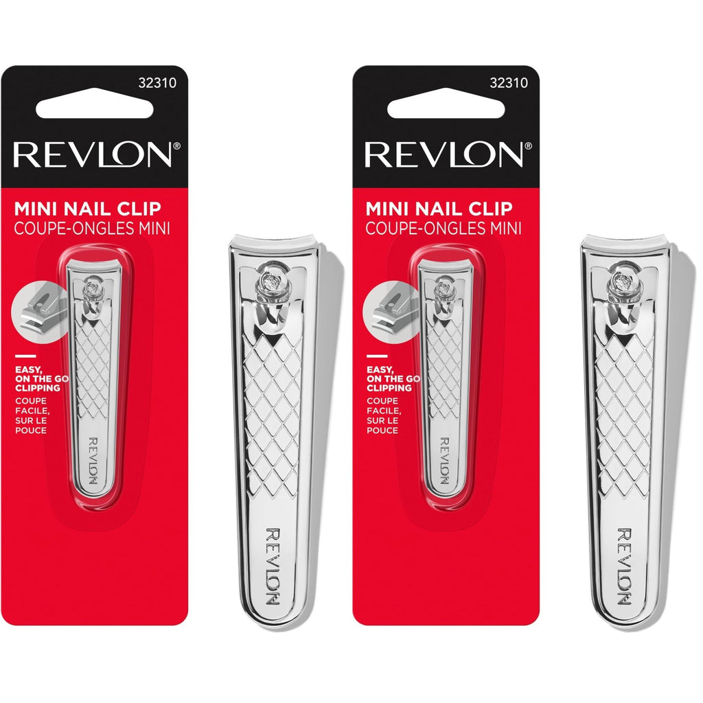 Revlon Compact Nail Clipper, Small Mini Design, Perfect for Travel, Use to Trim Fingernails and Toenails, Stainless Steel, 1 Count