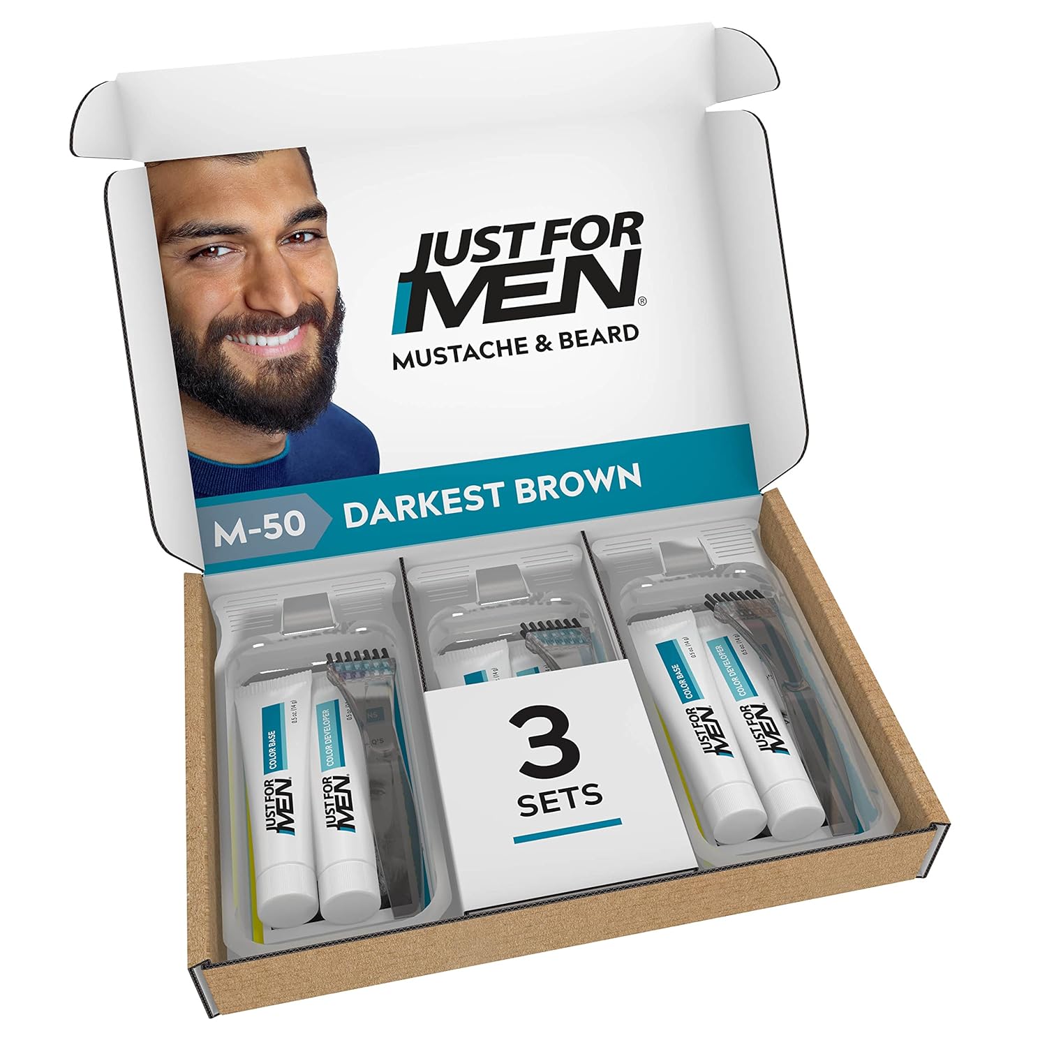 Buy now JUST FOR MEN Color Gel Mustache & Beard M-35 Medium Brown 1 ea Darkest Brown 1 Count (Pack of 3) at indiglob india