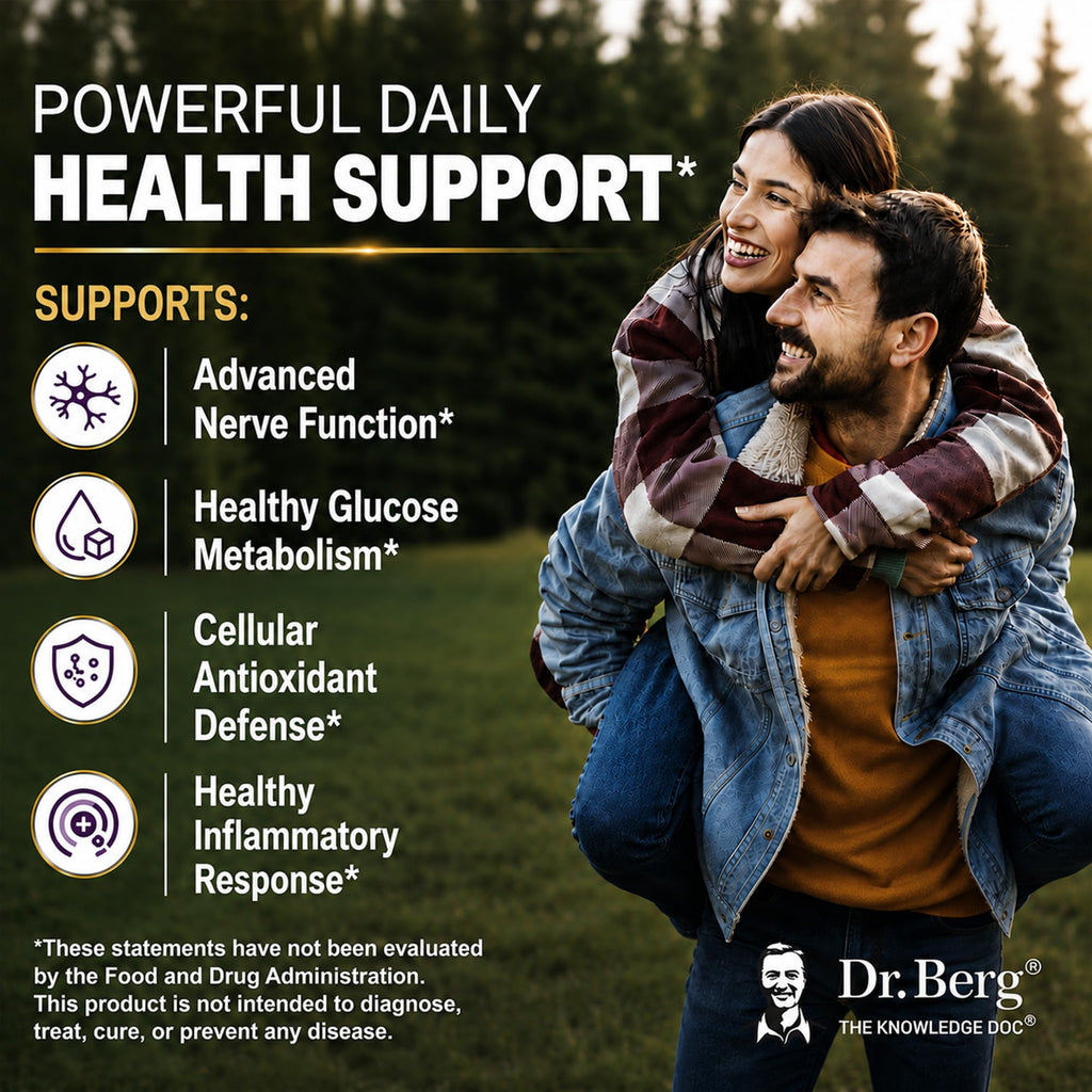 Dr. Berg Vitamin B1 Benfotiamine 300mg | 8-in-1 Nerve Support | 90 Capsules