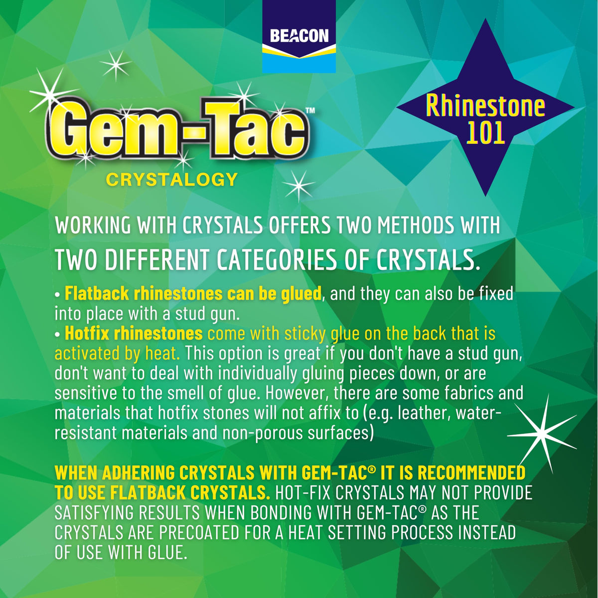 BEACON Gem-Tac Premium Quality Adhesive for Securely Bonding Rhinestones and Gems - Water-Based, UVA Resistant, 2-Ounce
