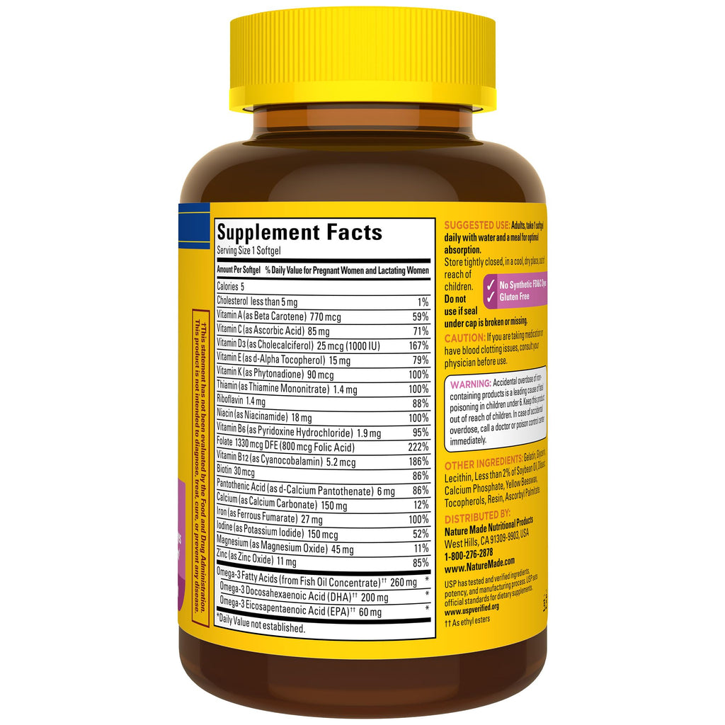 Buy now Nature Made Prenatal Vitamins for Women with Folic Acid + DHA, Prenatal Vitamin and Mineral Supplement for Daily Nutritional Support, 110 Softgels, 110 Day Supply at indiglob india