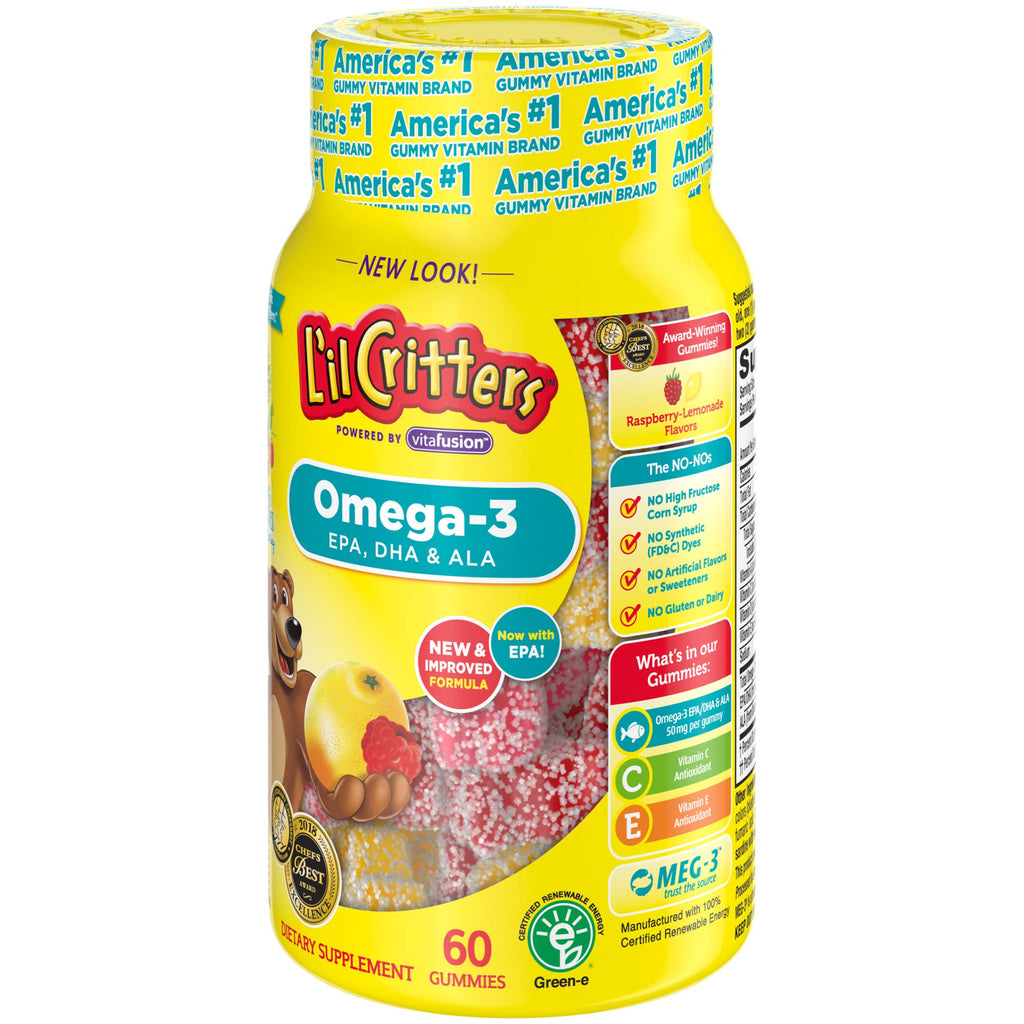 Buy now Lil Critters Omega-3 DHA, Lemonade,Chewable, 60 Count, Pack of 2 at indiglob india