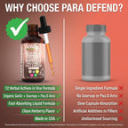 para Defend Wormwood Black Walnut Cleanse for Humans Drops Liquid Soursop Garlic Pumpkin Seed PAU D'Arco Oil of Oregano Turmeric Berberine Neem Extract Hull Bark Tincture by Clean Nutra