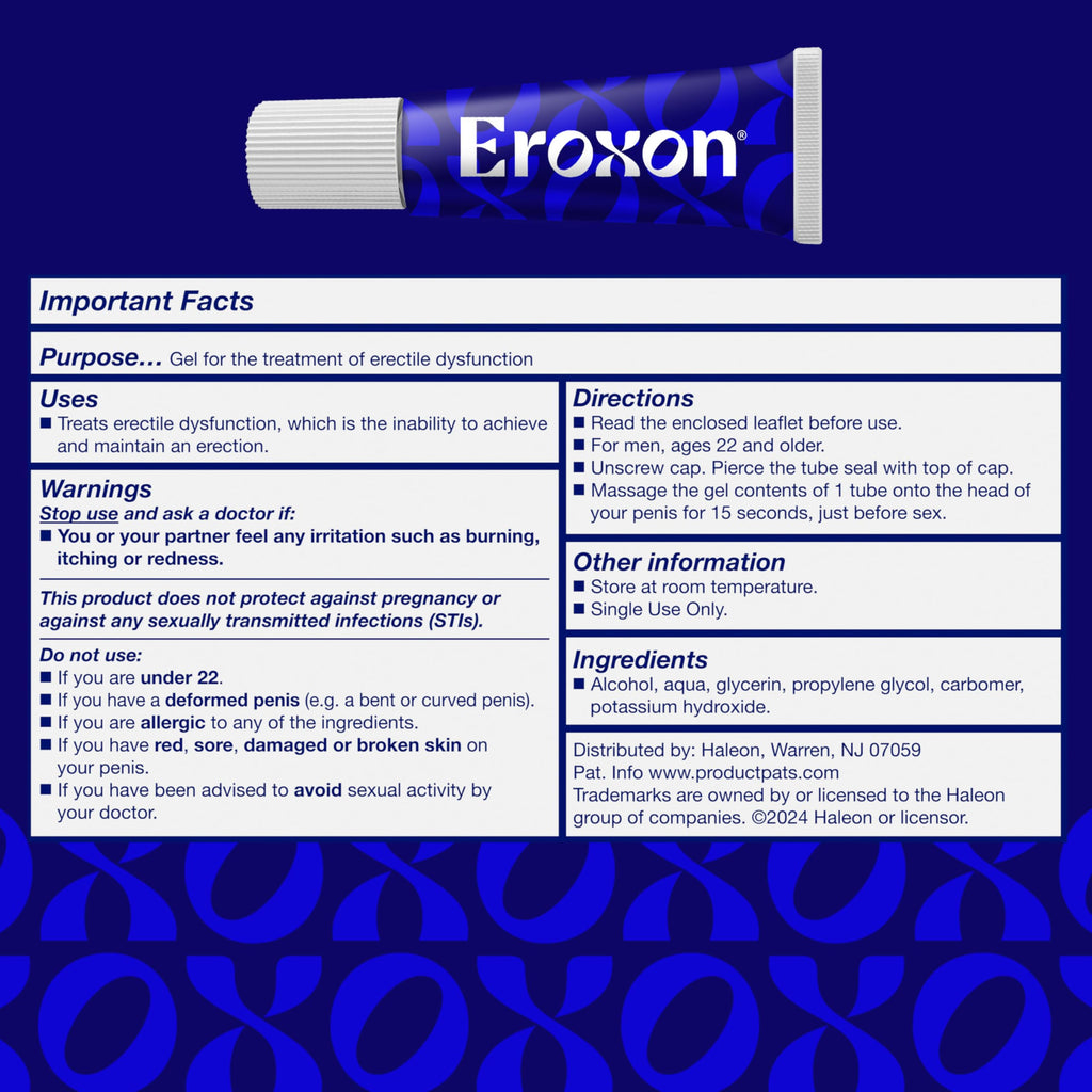 Eroxon Erectile Dysfunction Treatment Gel, 4 Single Use Tubes
