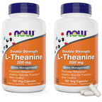 NOW Foods L-Theanine, Double Strength 200 mg Per Cap - 180 Veg Capsules - Enhanced with 100mg Inositol - Vegetarian, Non-GMO - Ltheanine 200mg Supplement
