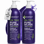 Tea Tree Purple Shampoo and Conditioner Set for Blonde, Silver & Gray Hair, Anti-Brass Toning & Brightening, Refreshes and Hydrates Scalp & Hair, Sulfate-Free Botanical Formula