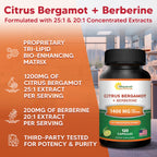 Citrus Bergamot with Berberine Supplement - 1400mg/Serving - 120 Capsules