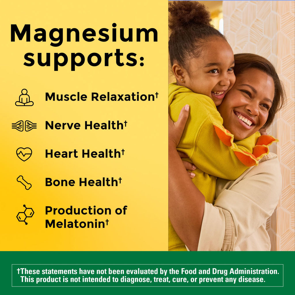 Nature Made Magnesium Oxide 250 mg, 100 Tablets | Magnesium Supplements for Men and Women, Support for Muscle, Heart, Bone and Nerve Health, 100 Day Supply