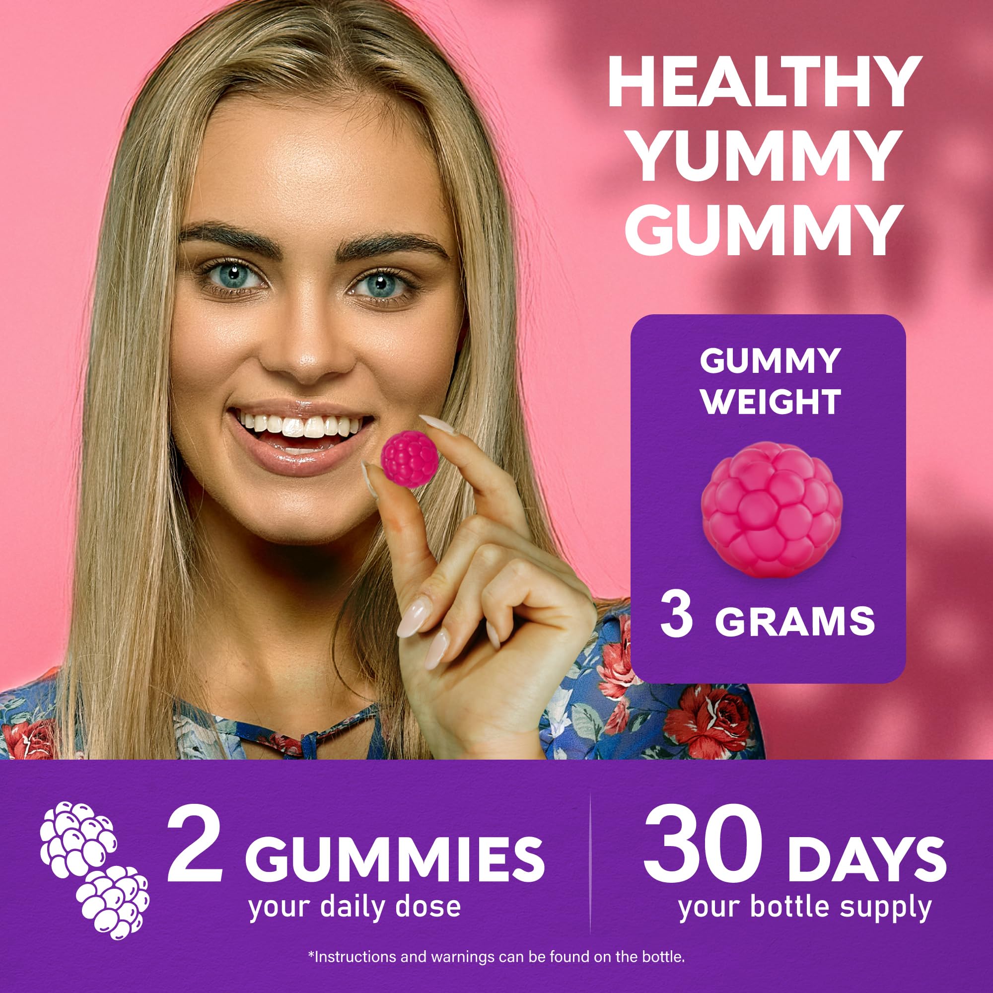 Biotin Gummies for Hair Growth Support - for Women & Men - Berry, Pack of 2 | Biotin 10000mcg, Collagen, Keratin, Hyaluronic Acid, B-Complex, Saw Palmetto - Hair, Skin & Nail Strengt Support - Sugar-Free