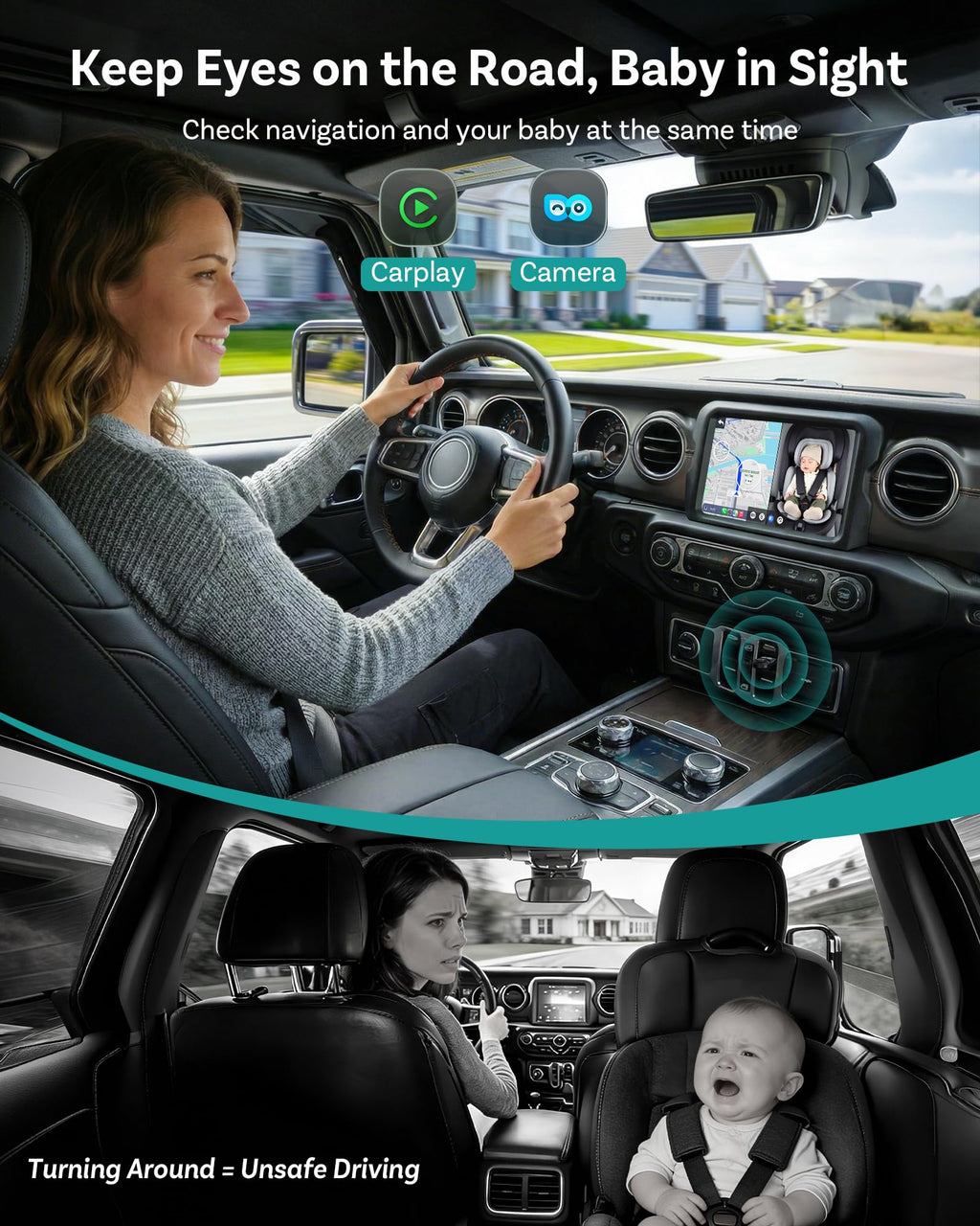OTTOCAST Baby Car Camera with Wireless CarPlay Adapter