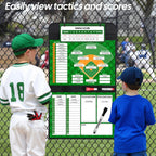 Magnetic Baseball Lineup Board, Collapsible Professional Softball & Baseball Lineup Board for Dugout, Baseball Clipboard for Coaches with 40 Magnetic Lineup Cards and High-End Markers (Leather Cover)