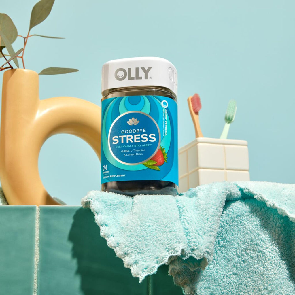 OLLY Goodbye Stress, Stress Support* Supplement, 50mg L-Theanine - 74 Count