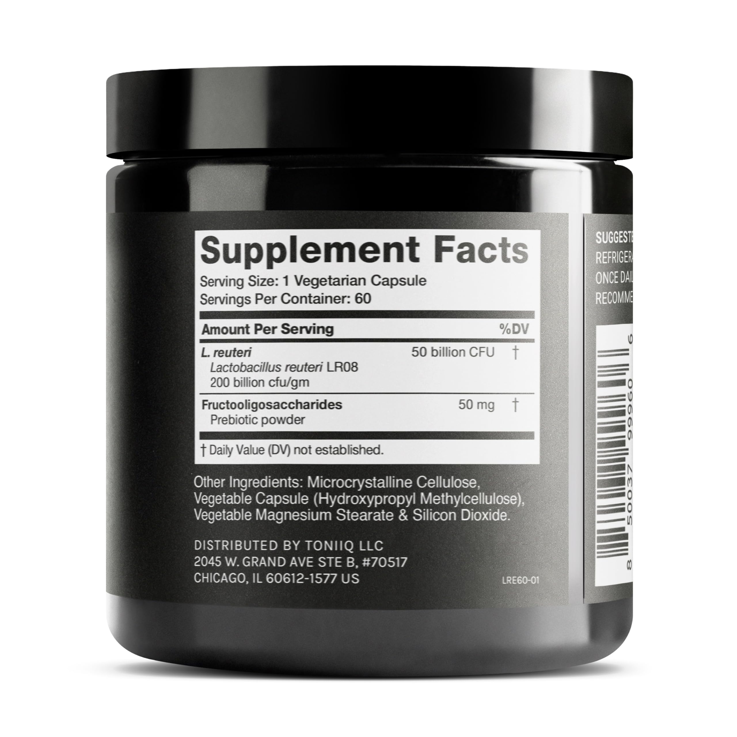 Toniiq 50 Billion CFU Lactobacillus Reuteri Probiotic 50mg per Serving | L Reuteri Probiotics - Highest CFU Count Lactobacillus Reuteri Probiotic - 60 Vegetarian Capsules - 60 Servings