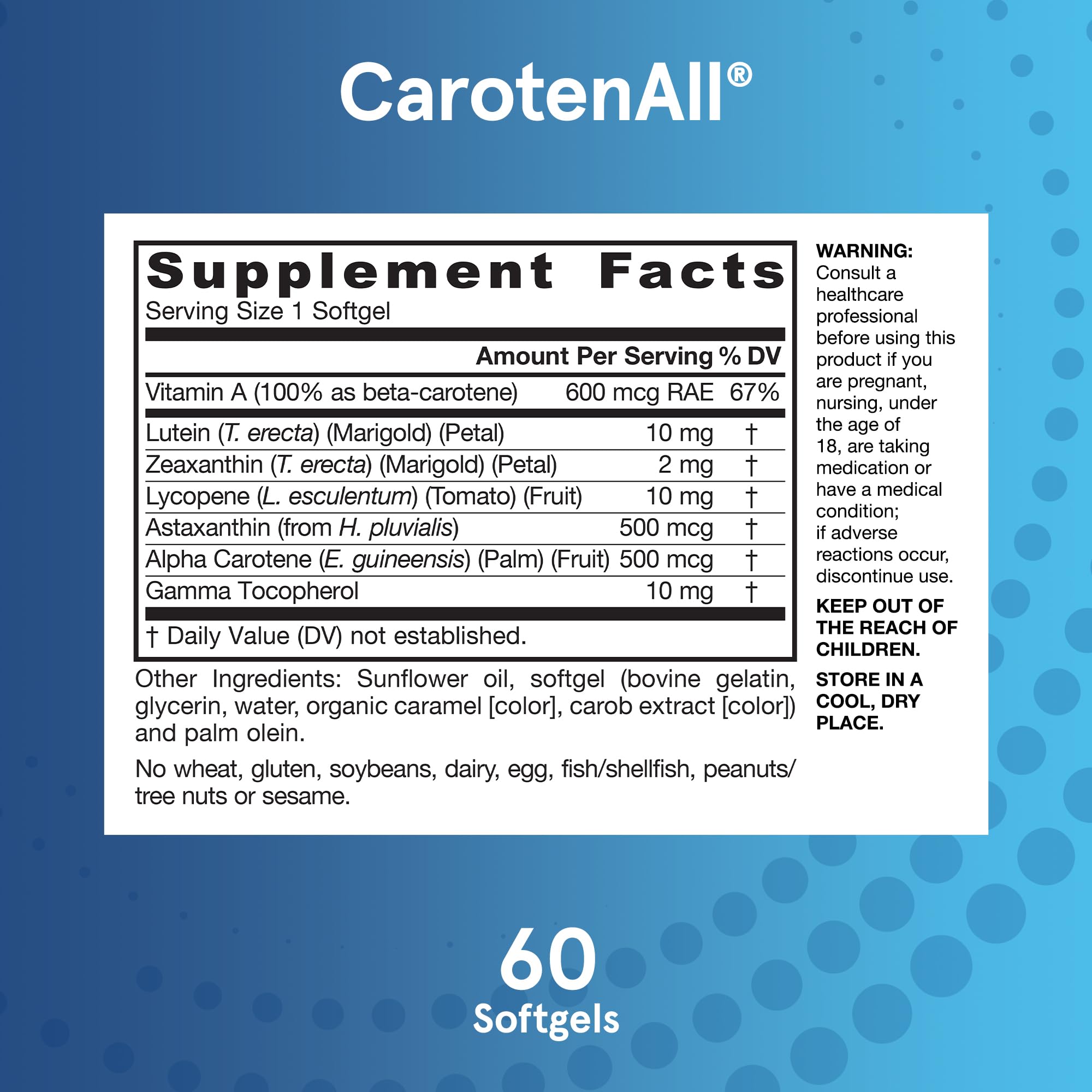 Buy now Jarrow FormulasÂ® CarotenAll, Dietary Supplement, Antioxidant Support for Vision and Cardiovascular Health, 60 Softgels, Up to a 60 Day Supply at indiglob india